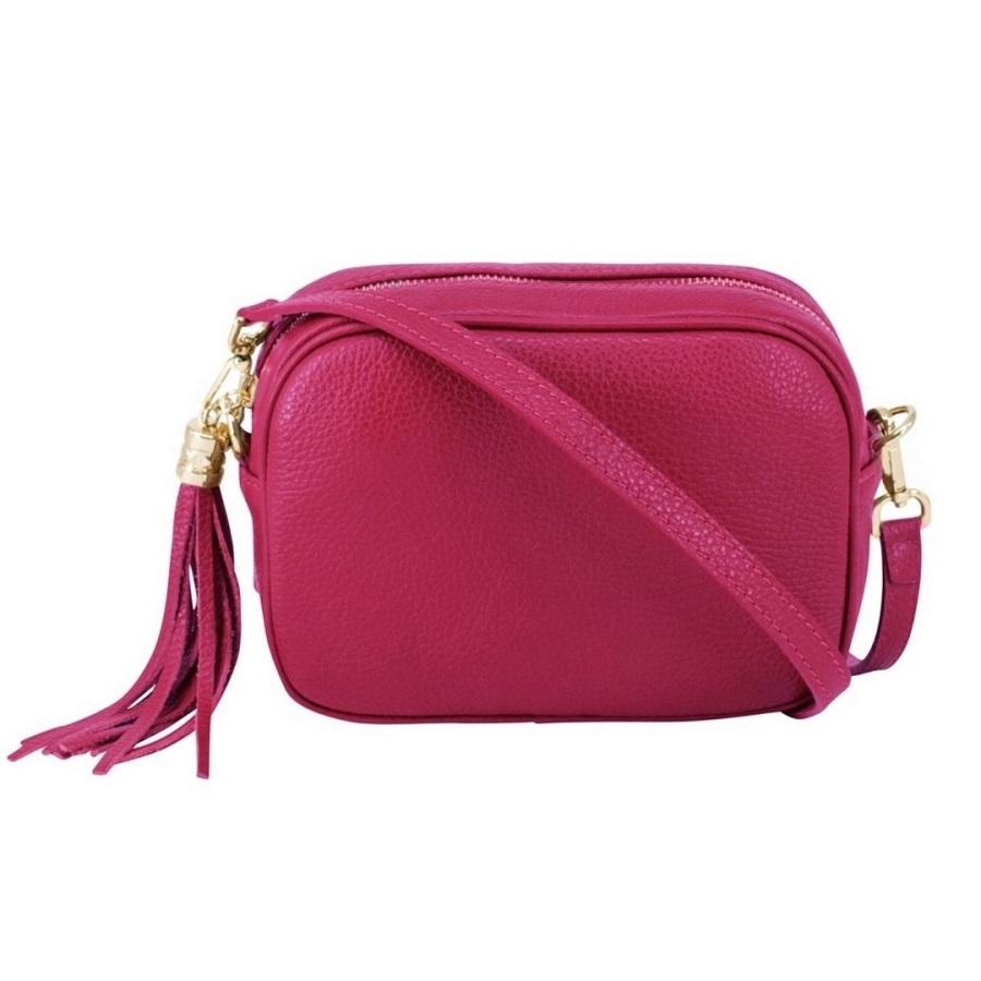 Pink Leather Crossbody Bag